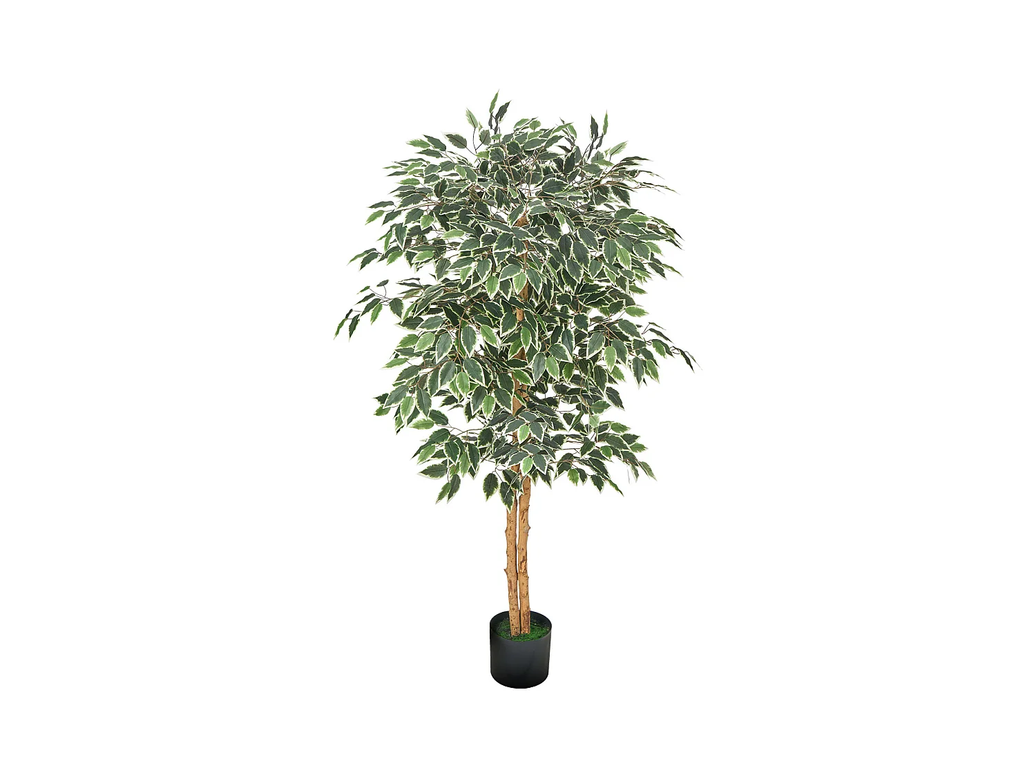 Künstliche Bäume SucceBuy 150 cm Kunstbaum, Dekorative PE-Pflanze mit Schwarzem Topf, Naturgetreuem Stamm und Grünen Blättern, Kunst-Ficus für Büro, Wohnzimmer