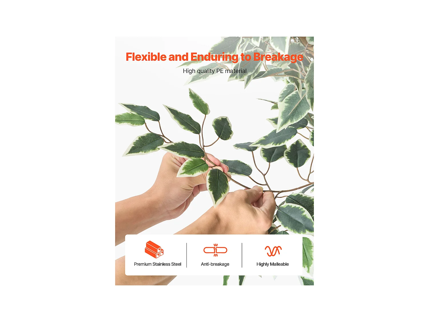 Künstliche Bäume SucceBuy 150 cm Kunstbaum, Dekorative PE-Pflanze mit Schwarzem Topf, Naturgetreuem Stamm und Grünen Blättern, Kunst-Ficus für Büro, Wohnzimmer