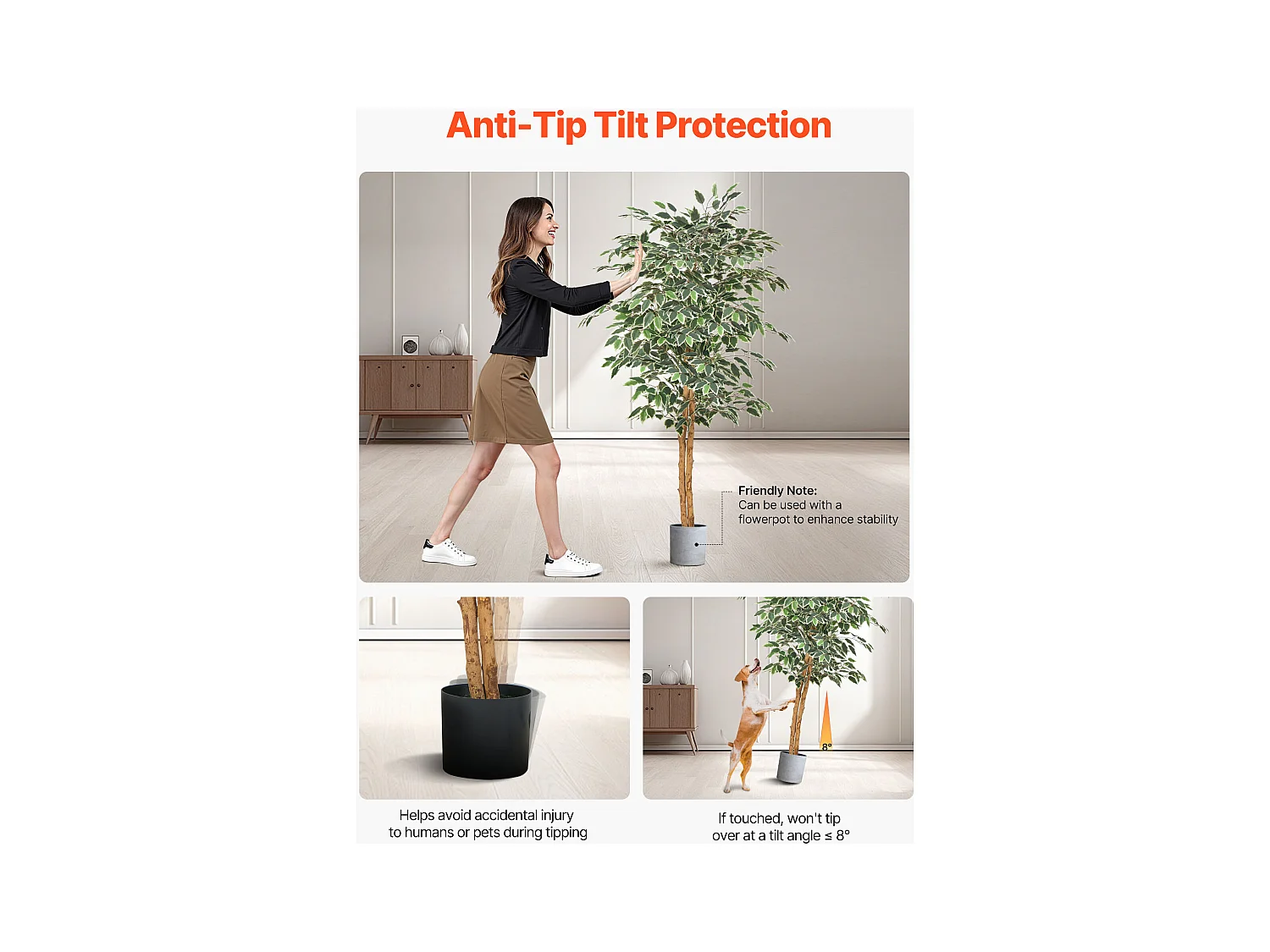 Künstliche Bäume SucceBuy 150 cm Kunstbaum, Dekorative PE-Pflanze mit Schwarzem Topf, Naturgetreuem Stamm und Grünen Blättern, Kunst-Ficus für Büro, Wohnzimmer