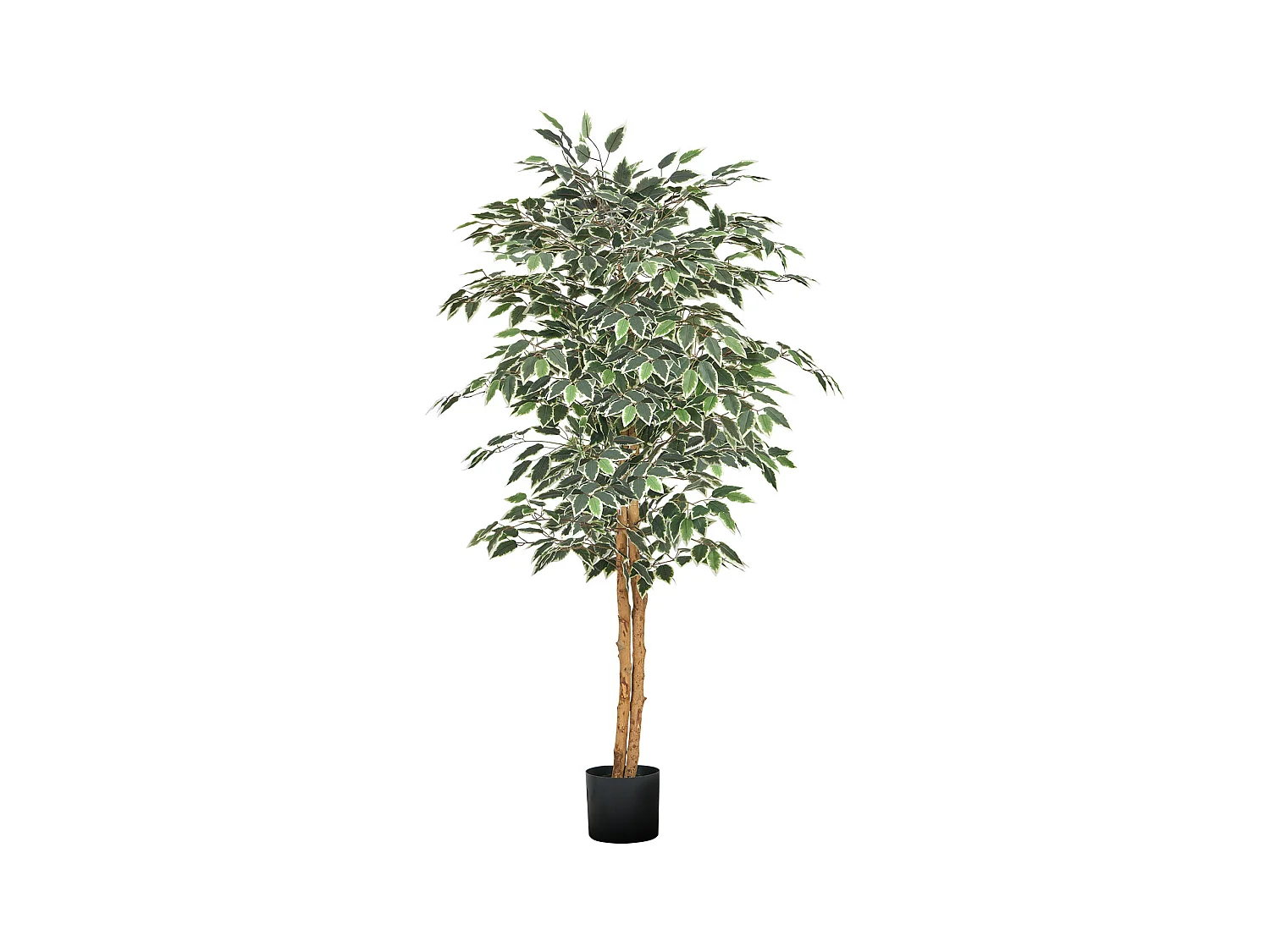 Künstliche Bäume SucceBuy 150 cm Kunstbaum, Dekorative PE-Pflanze mit Schwarzem Topf, Naturgetreuem Stamm und Grünen Blättern, Kunst-Ficus für Büro, Wohnzimmer