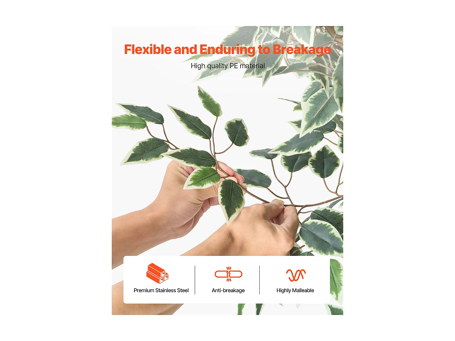 Arbres Artificiel SucceBuy Arbre Artificiel 150 cm, Plante Décorative en PE avec Pot Noir, Tronc et Feuilles Vertes Réalistes, Faux Ficus pour Bureau, Salon