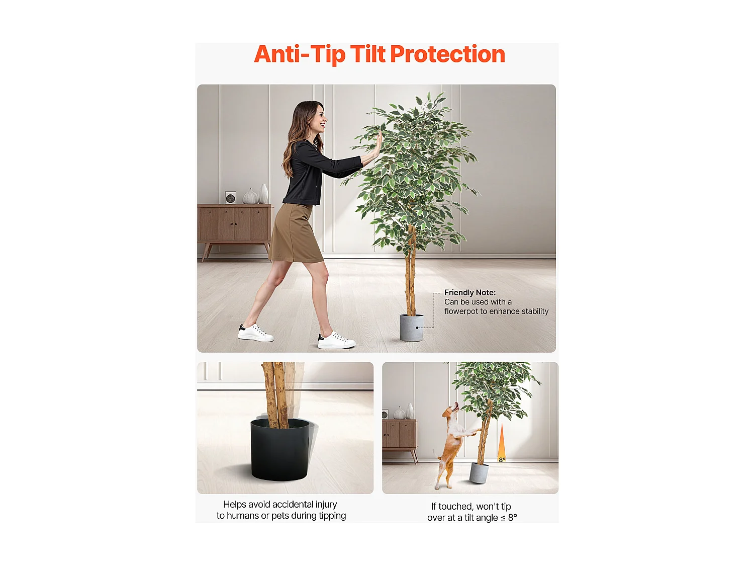 Arbres Artificiel SucceBuy Arbre Artificiel 150 cm, Plante Décorative en PE avec Pot Noir, Tronc et Feuilles Vertes Réalistes, Faux Ficus pour Bureau, Salon