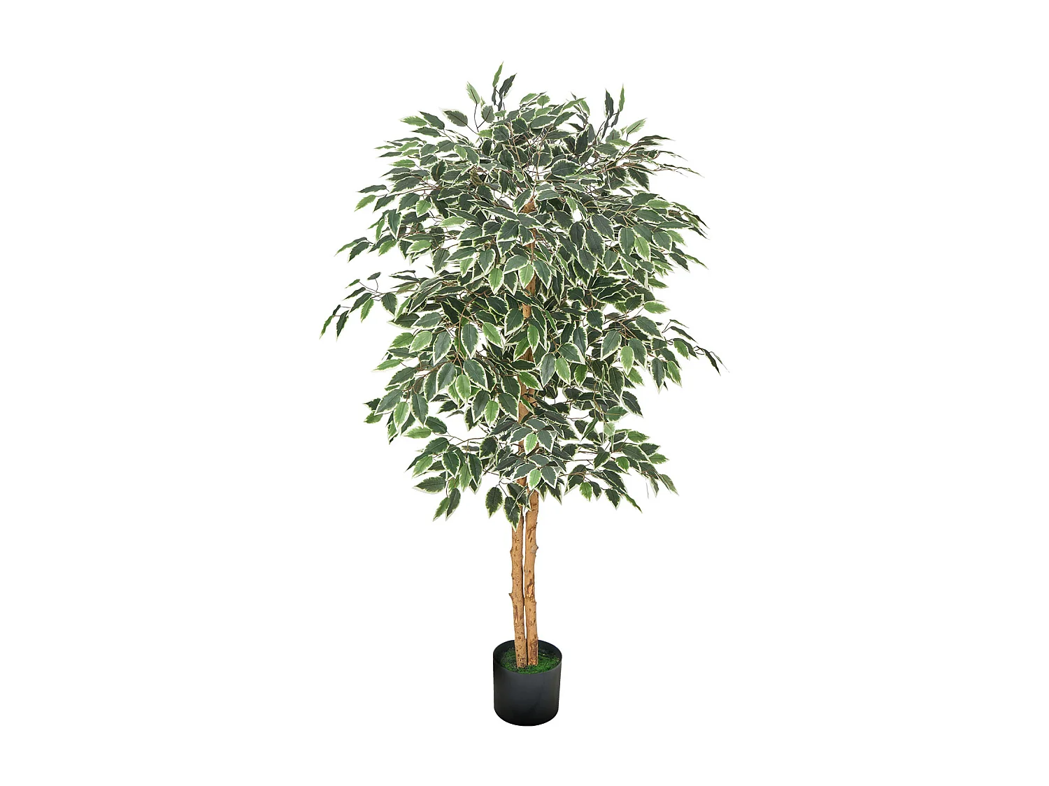 Arbres Artificiel SucceBuy Arbre Artificiel 150 cm, Plante Décorative en PE avec Pot Noir, Tronc et Feuilles Vertes Réalistes, Faux Ficus pour Bureau, Salon