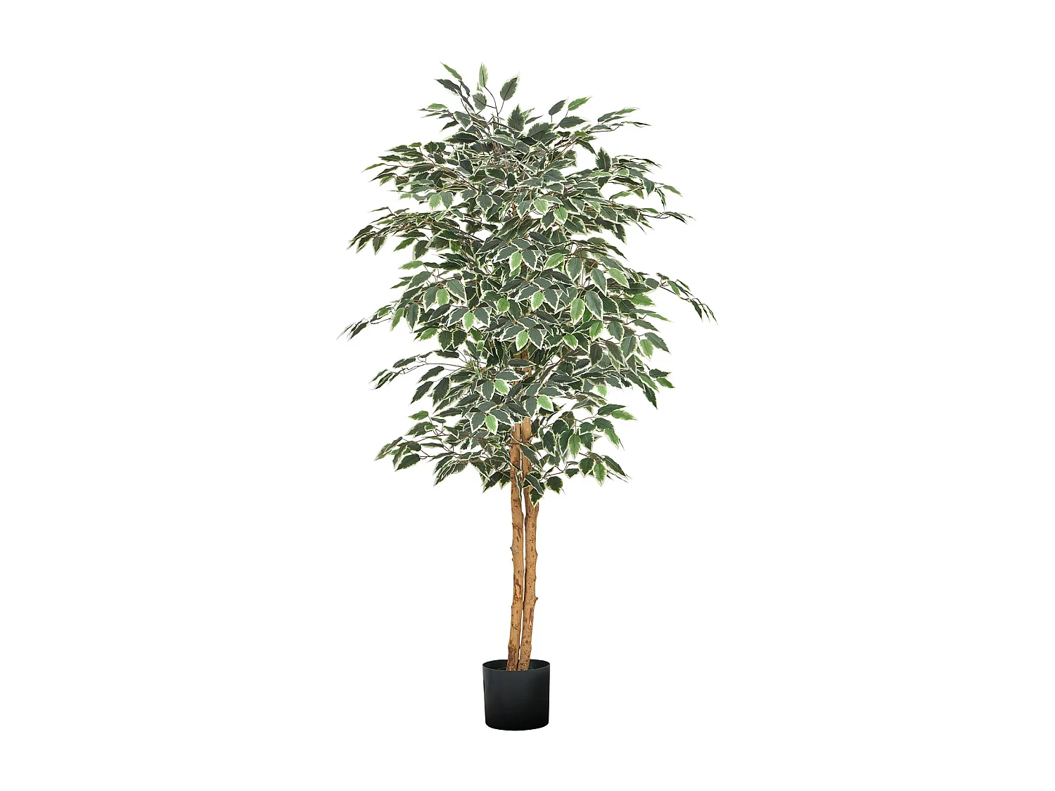Arbres Artificiel SucceBuy Arbre Artificiel 150 cm, Plante Décorative en PE avec Pot Noir, Tronc et Feuilles Vertes Réalistes, Faux Ficus pour Bureau, Salon