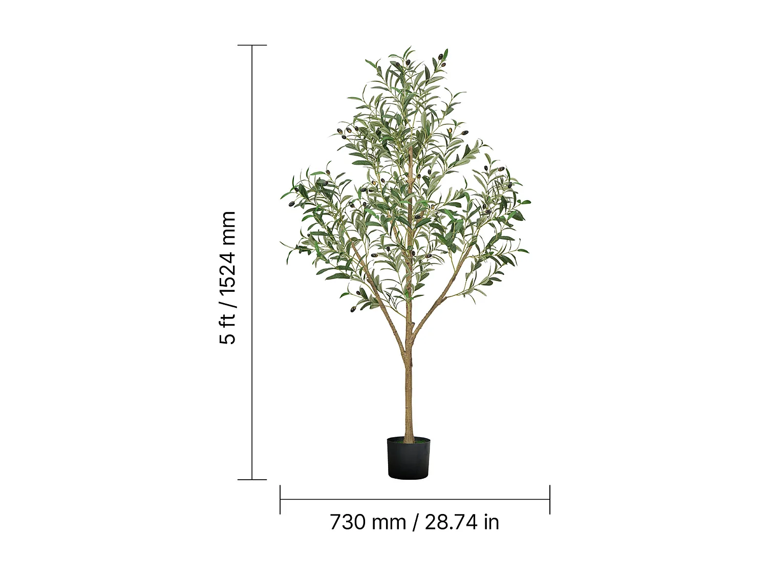 Arbres Artificiel SucceBuy Arbre Artificiel 150 cm, Plante Décorative en PE avec Pot Noir, Tronc et Feuillage Réalistes, Idéal pour Bureau, Salon