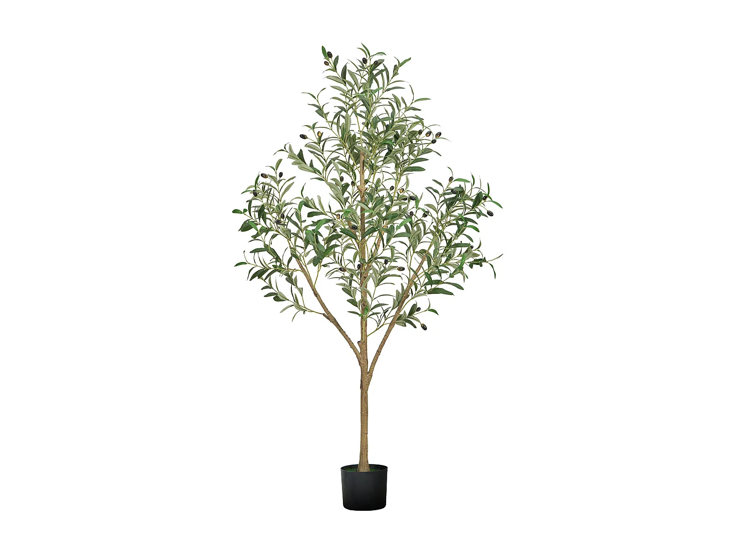 Arbres Artificiel SucceBuy Arbre Artificiel 150 cm, Plante Décorative en PE avec Pot Noir, Tronc et Feuillage Réalistes, Idéal pour Bureau, Salon