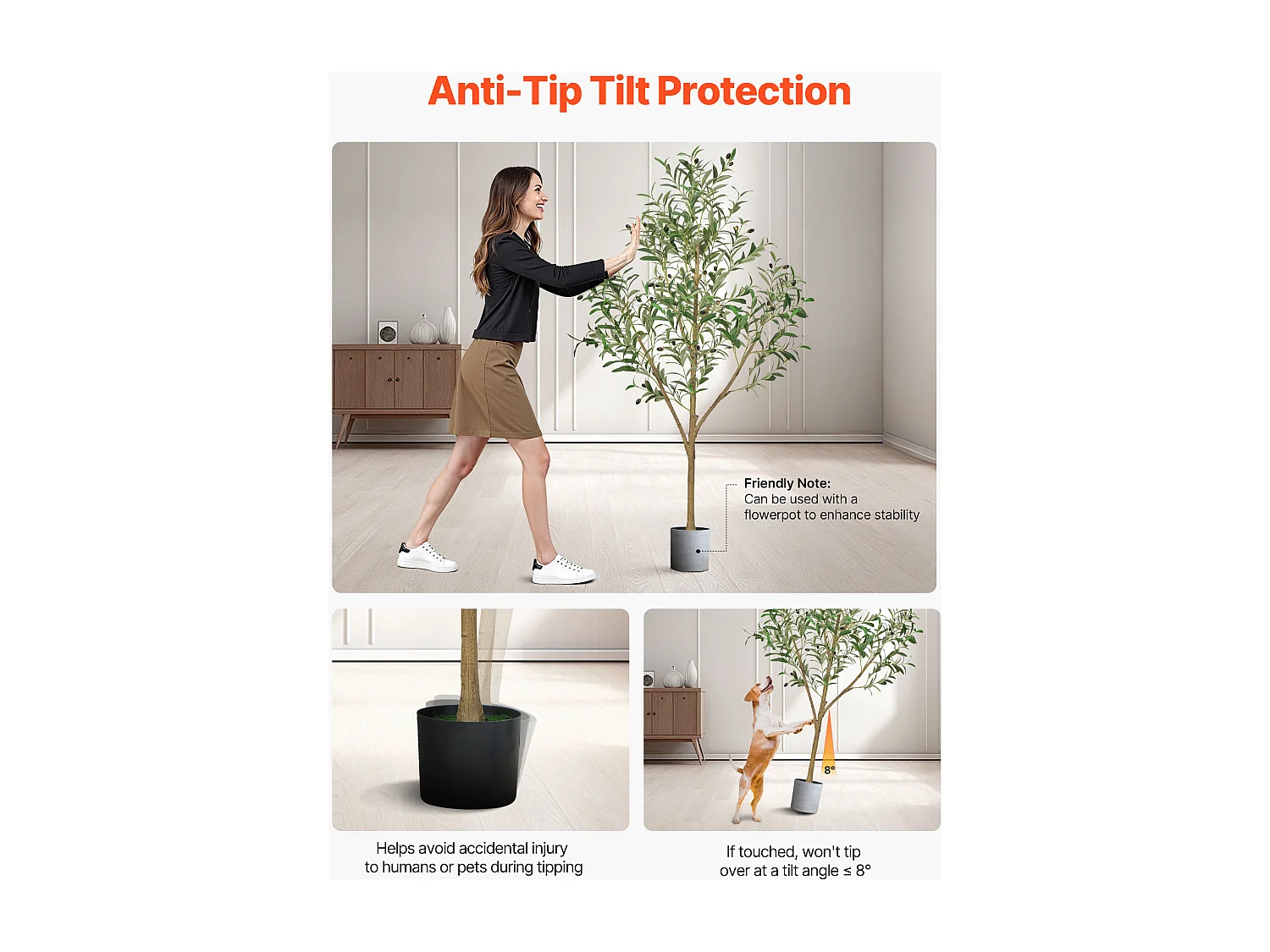 Arbres Artificiel SucceBuy Arbre Artificiel 150 cm, Plante Décorative en PE avec Pot Noir, Tronc et Feuillage Réalistes, Idéal pour Bureau, Salon
