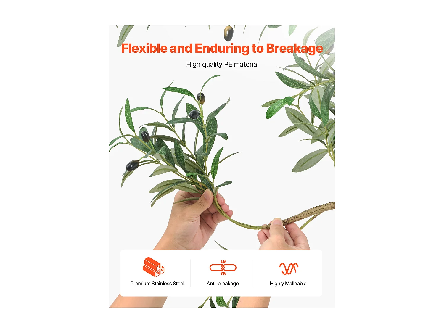 Arbres Artificiel SucceBuy Arbre Artificiel 150 cm, Plante Décorative en PE avec Pot Noir, Tronc et Feuillage Réalistes, Idéal pour Bureau, Salon