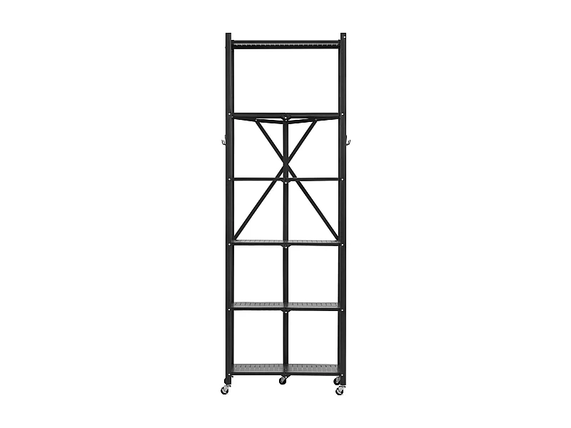 Estante Plegable SucceBuy Estantería Plegable Móvil de 6 Niveles, 61 x 30 x 183 cm, Fabricada en Metal Resistente, con una Capacidad Estática de 340 kg