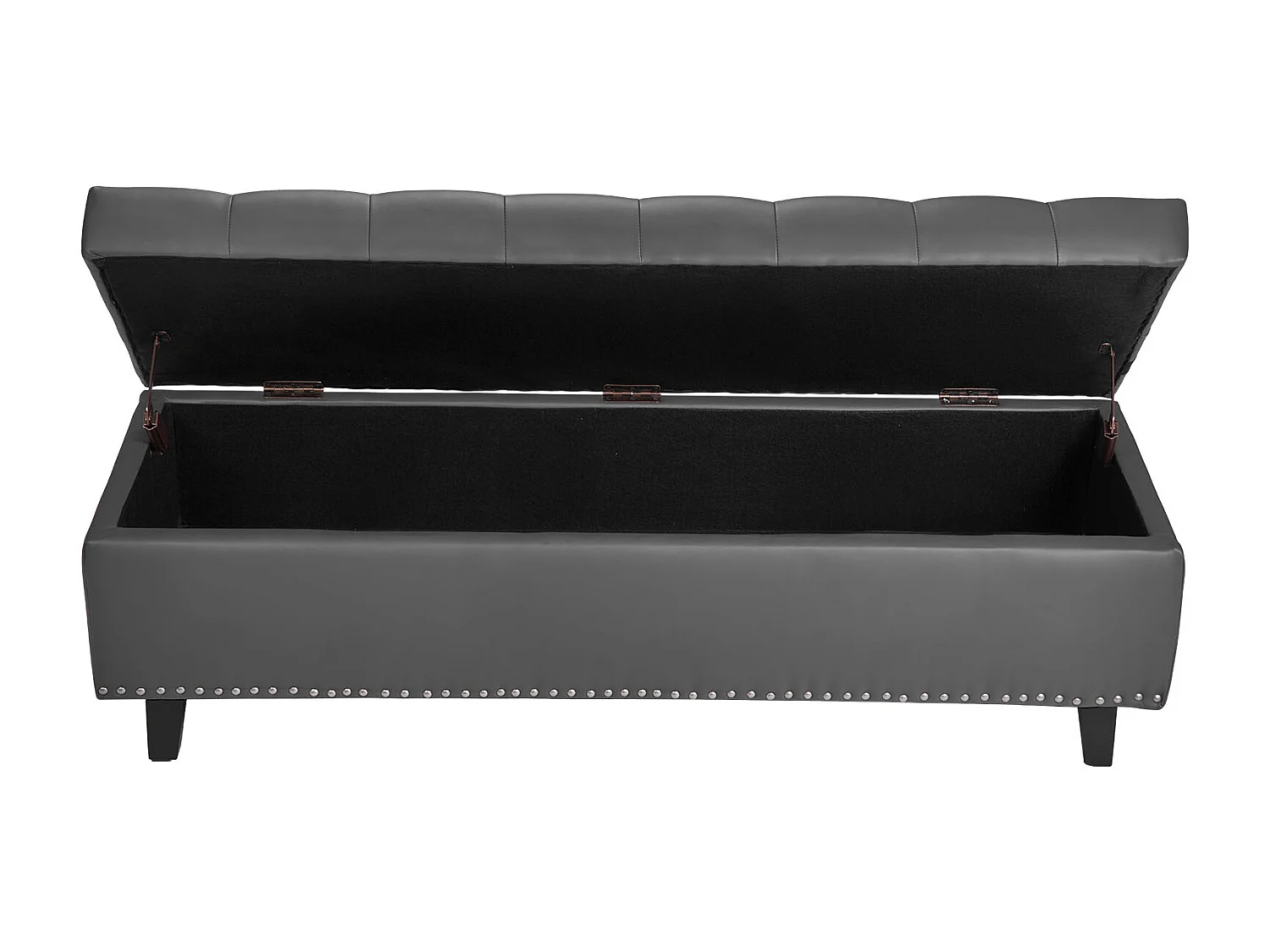 Bettbank Succebuy 1305 mm PU-Leder-Sitztruhe mit Stauraum und Holzbeinen, Gepolsterte Bank, Ideal für Schlafzimmer, Eingangsbereich, Wohnzimmer, Grau