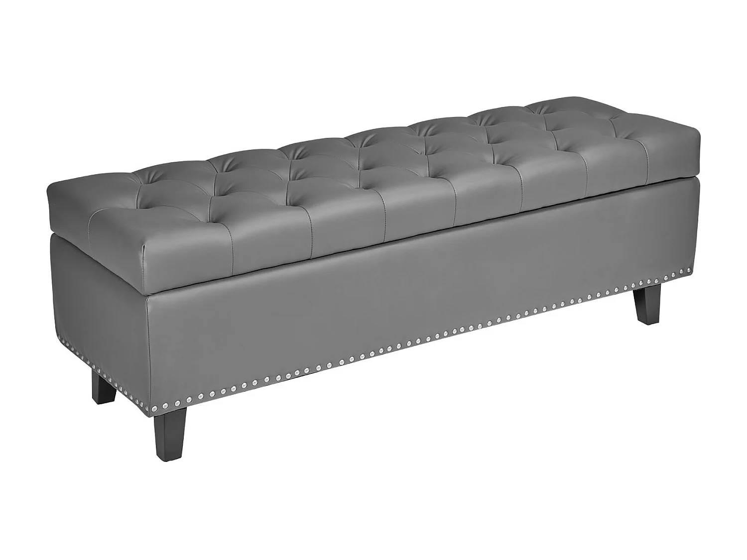 Bettbank Succebuy 1305 mm PU-Leder-Sitztruhe mit Stauraum und Holzbeinen, Gepolsterte Bank, Ideal für Schlafzimmer, Eingangsbereich, Wohnzimmer, Grau