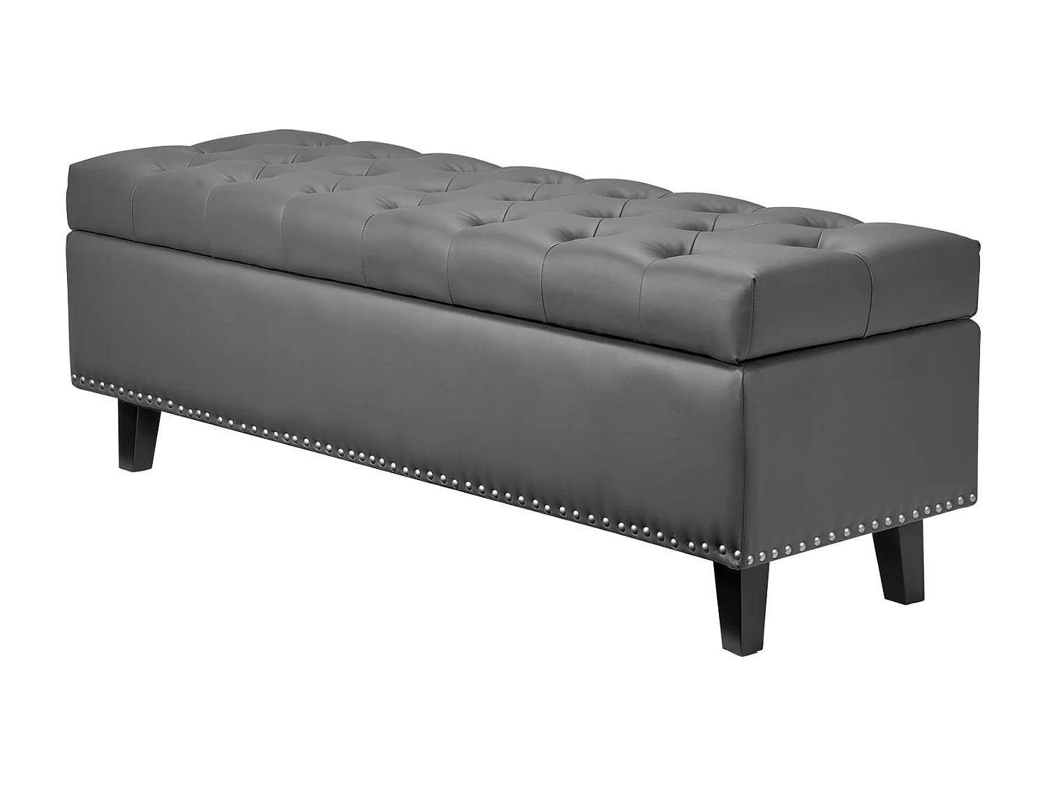 Bettbank Succebuy 1305 mm PU-Leder-Sitztruhe mit Stauraum und Holzbeinen, Gepolsterte Bank, Ideal für Schlafzimmer, Eingangsbereich, Wohnzimmer, Grau
