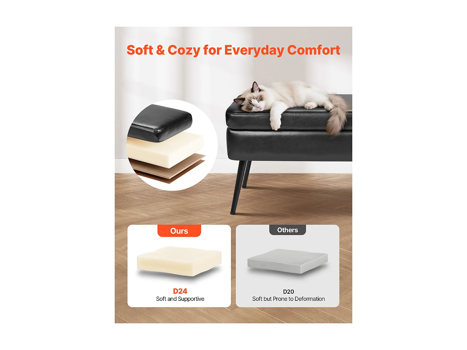 Banc Bout de Lit Succebuy Banc Coffre en Cuir PU de 120 cm avec Rangement et Pieds en Métal, Banquette Élégante pour Chambre, Entrée, Salon, Noir