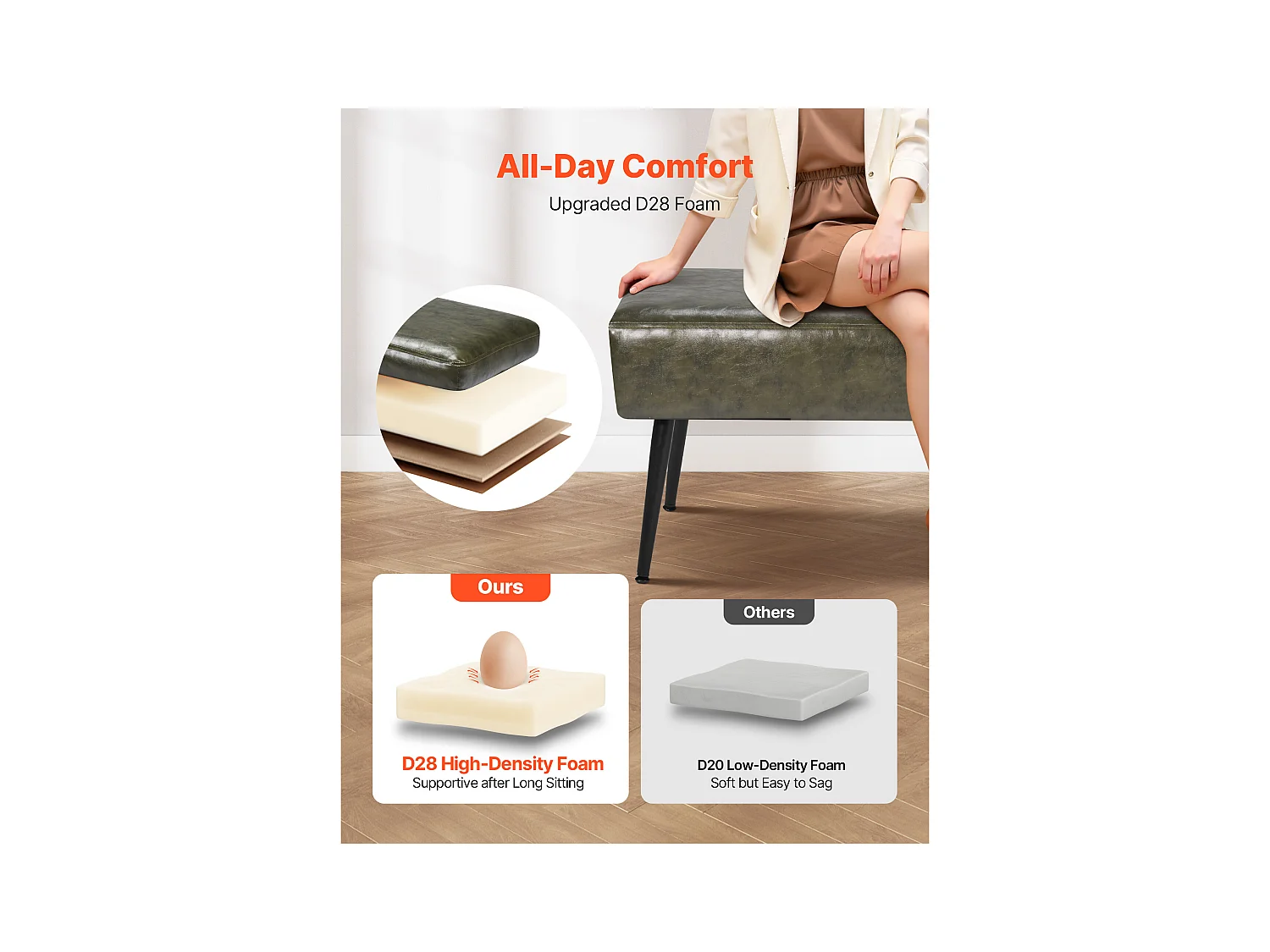 Banco de Cabecera Succebuy Banco de Piel Sintética de 110 x 40 x 43 cm, a Pie de Cama con Patas de Metal, Moderno Banco para Dormitorio, Entrada, Salón (Verde)