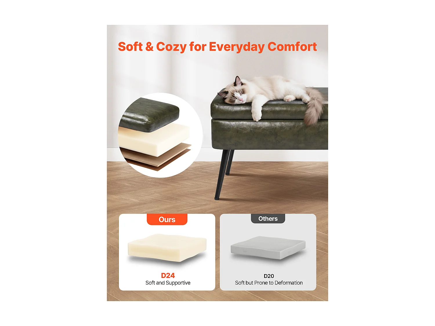 Bettbank Succebuy 120 cm PU-Leder-Sitztruhe mit Stauraum und Metallbeinen, Moderne Bank für Schlafzimmer, Eingangsbereich, Wohnzimmer, Esszimmer und Flur, Grün