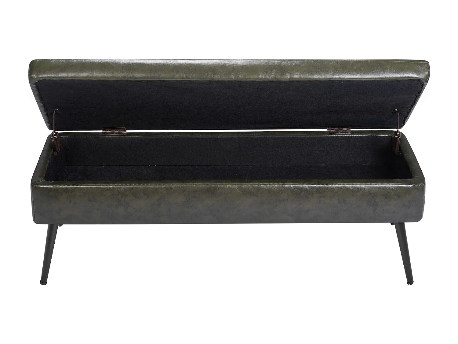 Bettbank Succebuy 120 cm PU-Leder-Sitztruhe mit Stauraum und Metallbeinen, Moderne Bank für Schlafzimmer, Eingangsbereich, Wohnzimmer, Esszimmer und Flur, Grün