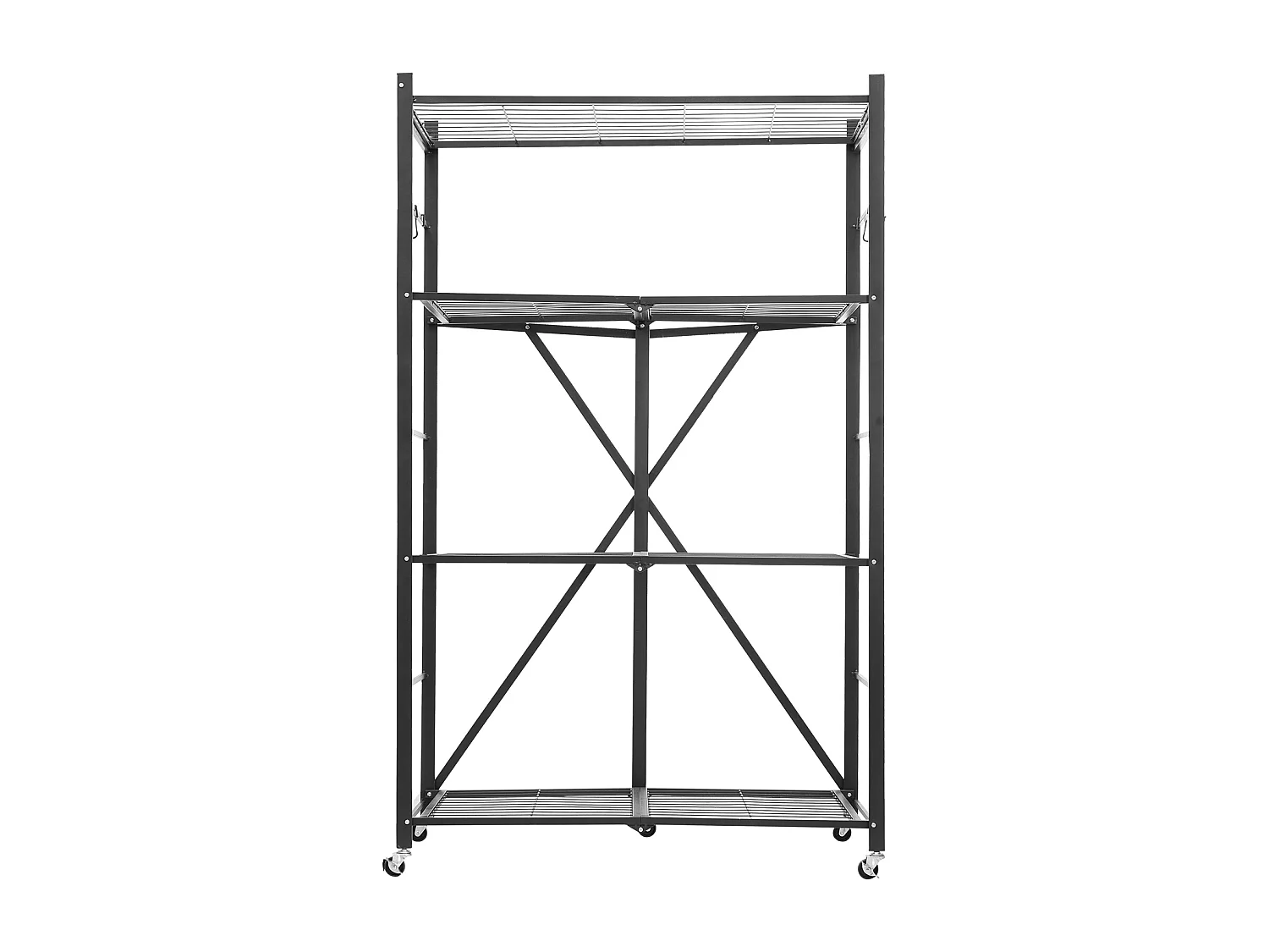 Klappbares Regal SucceBuy 4-stöckiges Klappregal, 91 x 53 x 152 cm, Stabler Metallrahmen, Statische Tragkraft von 340 kg und Dynamische Tragkraft von 90,7 kg
