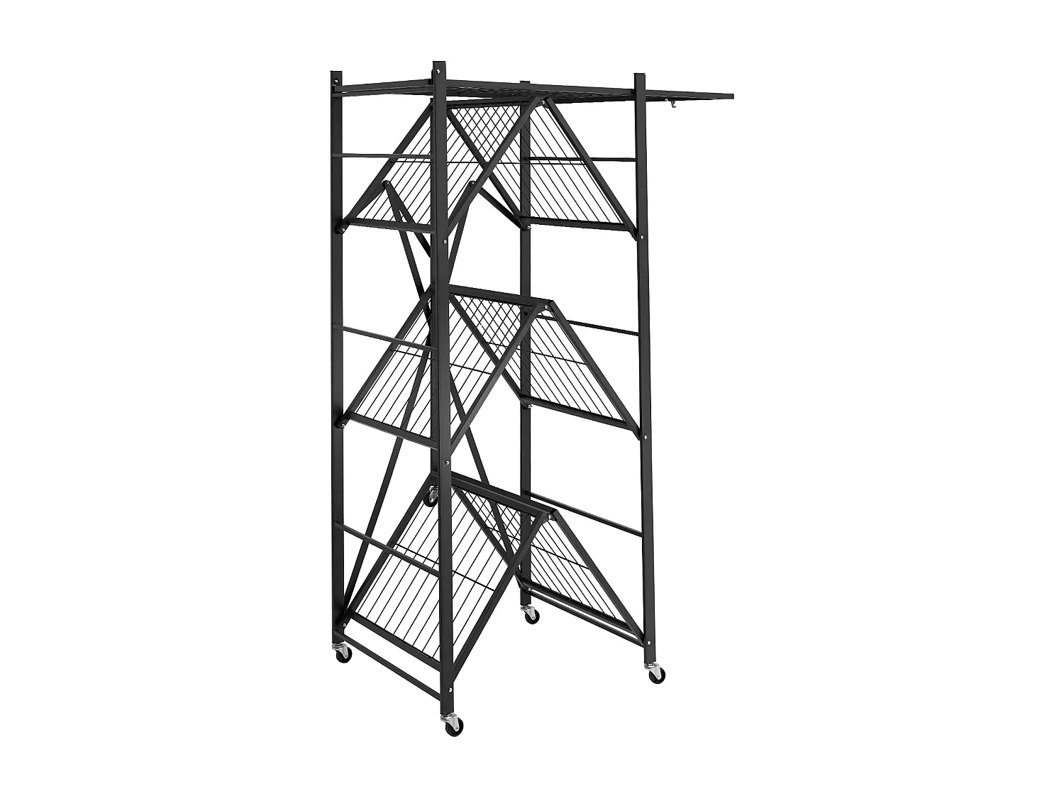 Klappbares Regal SucceBuy 4-stöckiges Klappregal, 91 x 53 x 152 cm, Stabler Metallrahmen, Statische Tragkraft von 340 kg und Dynamische Tragkraft von 90,7 kg