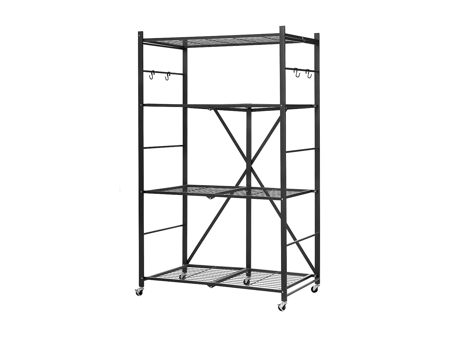 Estante Plegable SucceBuy Estantería Plegable Móvil de 4 Niveles, 91 x 53 x 152 cm, Estructura Metálica Robusta, Capacidad Estática de 340 kg y Dinámica de 90,7 kg