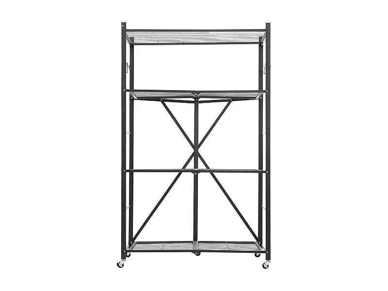 Estante Plegable SucceBuy Estantería Plegable Móvil de 4 Niveles, 91 x 53 x 152 cm, Estructura Metálica Robusta, Capacidad Estática de 340 kg y Dinámica de 90,7 kg
