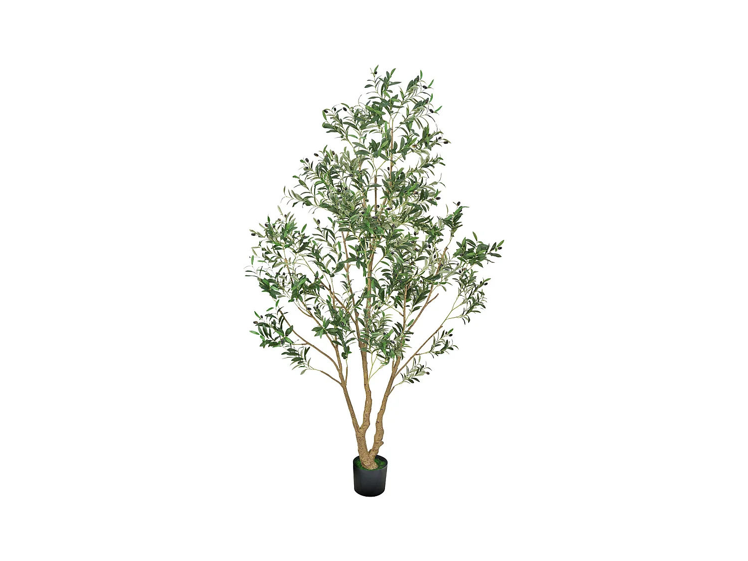 Arbres Artificiel SucceBuy Arbre Artificiel 240 cm, Plante Décorative en PE avec Pot Noir, Tronc et Feuillage Réalistes, Faux Olivier pour Bureau, Salon