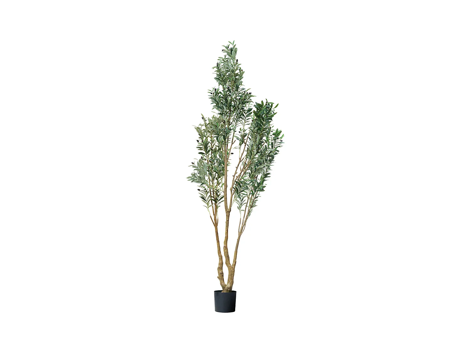 Arbres Artificiel SucceBuy Arbre Artificiel 240 cm, Plante Décorative en PE avec Pot Noir, Tronc et Feuillage Réalistes, Faux Olivier pour Bureau, Salon