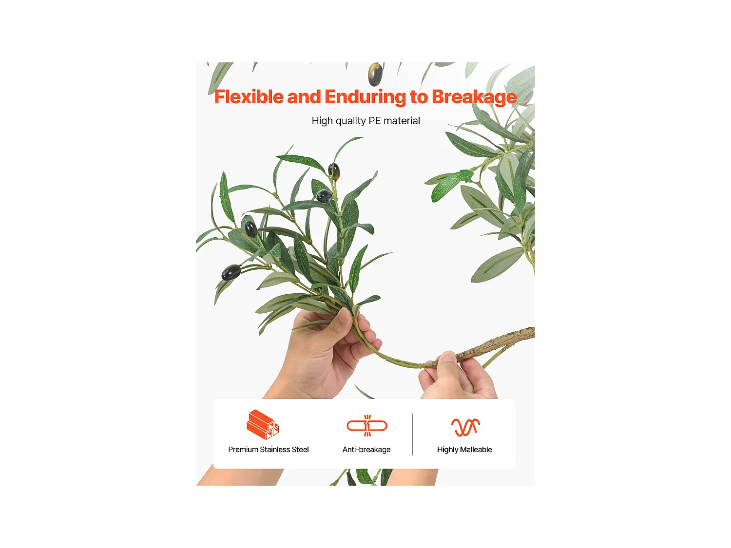 Arbres Artificiel SucceBuy Arbre Artificiel 240 cm, Plante Décorative en PE avec Pot Noir, Tronc et Feuillage Réalistes, Faux Olivier pour Bureau, Salon