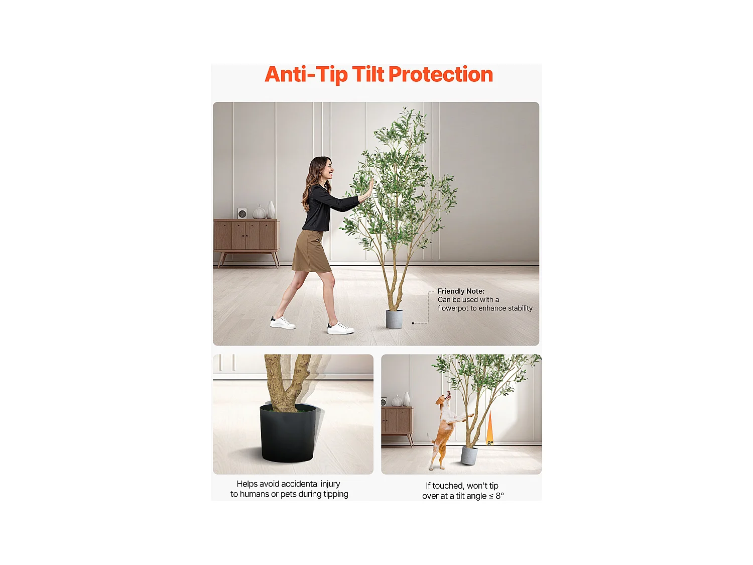 Arbres Artificiel SucceBuy Arbre Artificiel 240 cm, Plante Décorative en PE avec Pot Noir, Tronc et Feuillage Réalistes, Faux Olivier pour Bureau, Salon