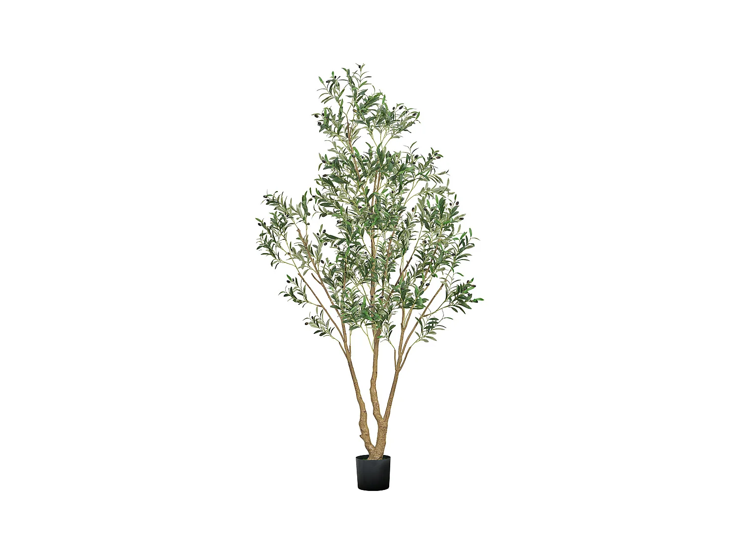 Arbres Artificiel SucceBuy Arbre Artificiel 240 cm, Plante Décorative en PE avec Pot Noir, Tronc et Feuillage Réalistes, Faux Olivier pour Bureau, Salon