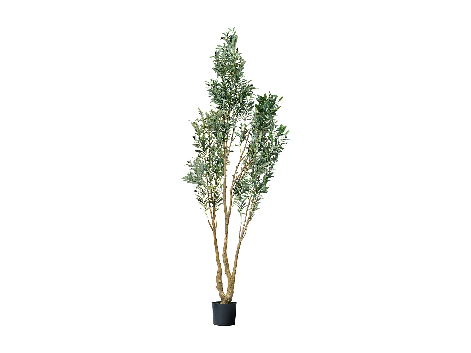 Arbres Artificiel SucceBuy Arbre Artificiel 240 cm, Plante Décorative en PE avec Pot Noir, Tronc et Feuillage Réalistes, Faux Olivier pour Bureau, Salon