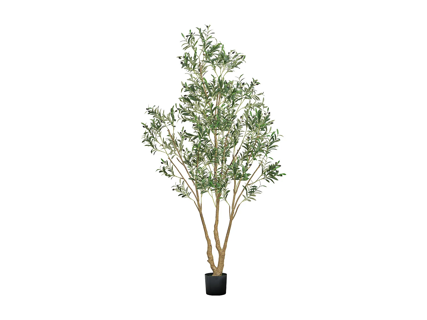 Arbres Artificiel SucceBuy Arbre Artificiel 240 cm, Plante Décorative en PE avec Pot Noir, Tronc et Feuillage Réalistes, Faux Olivier pour Bureau, Salon