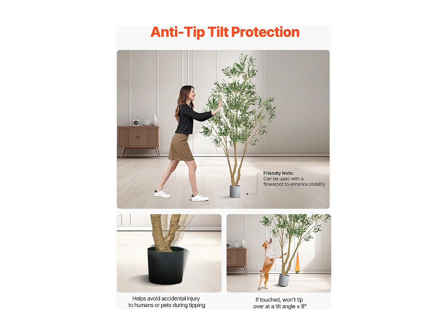 Kunstmatige Bomen SucceBuy 240 cm Kunstboom, Decoratieve PE Plant met Zwarte Pot, Realistische Stam en Bladeren, Kunstolijfboom voor Kantoor, Woonkamer