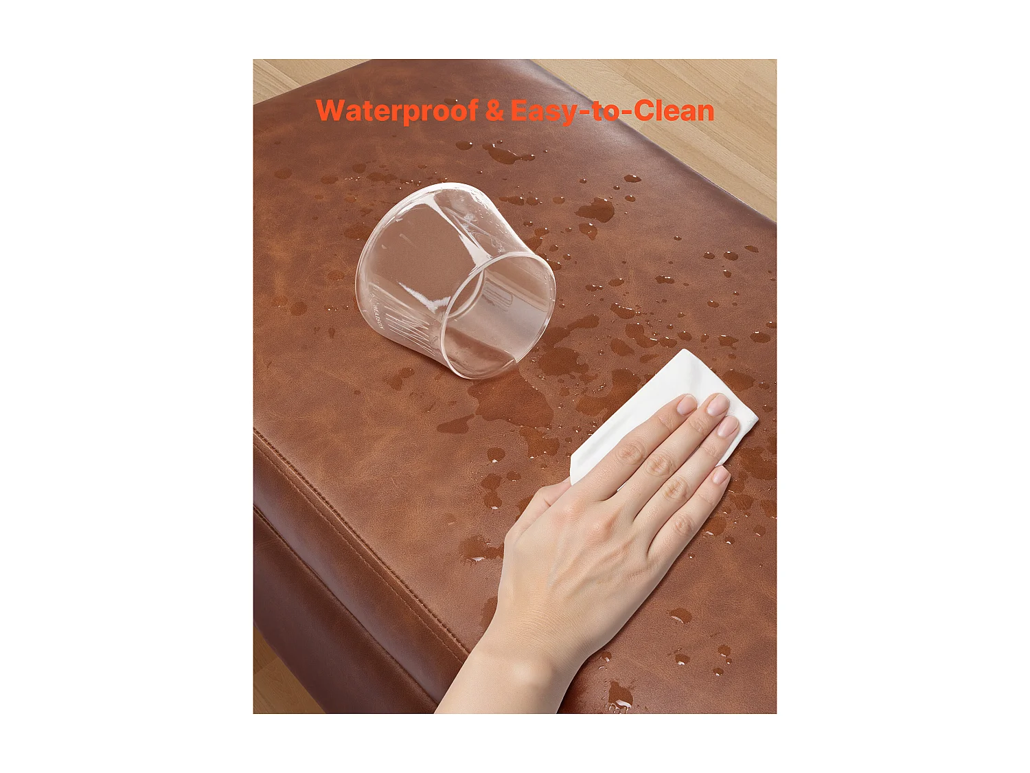 Ławka na Koniec Łóżka Succebuy Ławka ze Schowkiem ze Skóry PU 120 cm z Metalowymi Nogami, Elegancka i Funkcjonalna Ławka do Sypialni, Przedpokoju, Brązowa