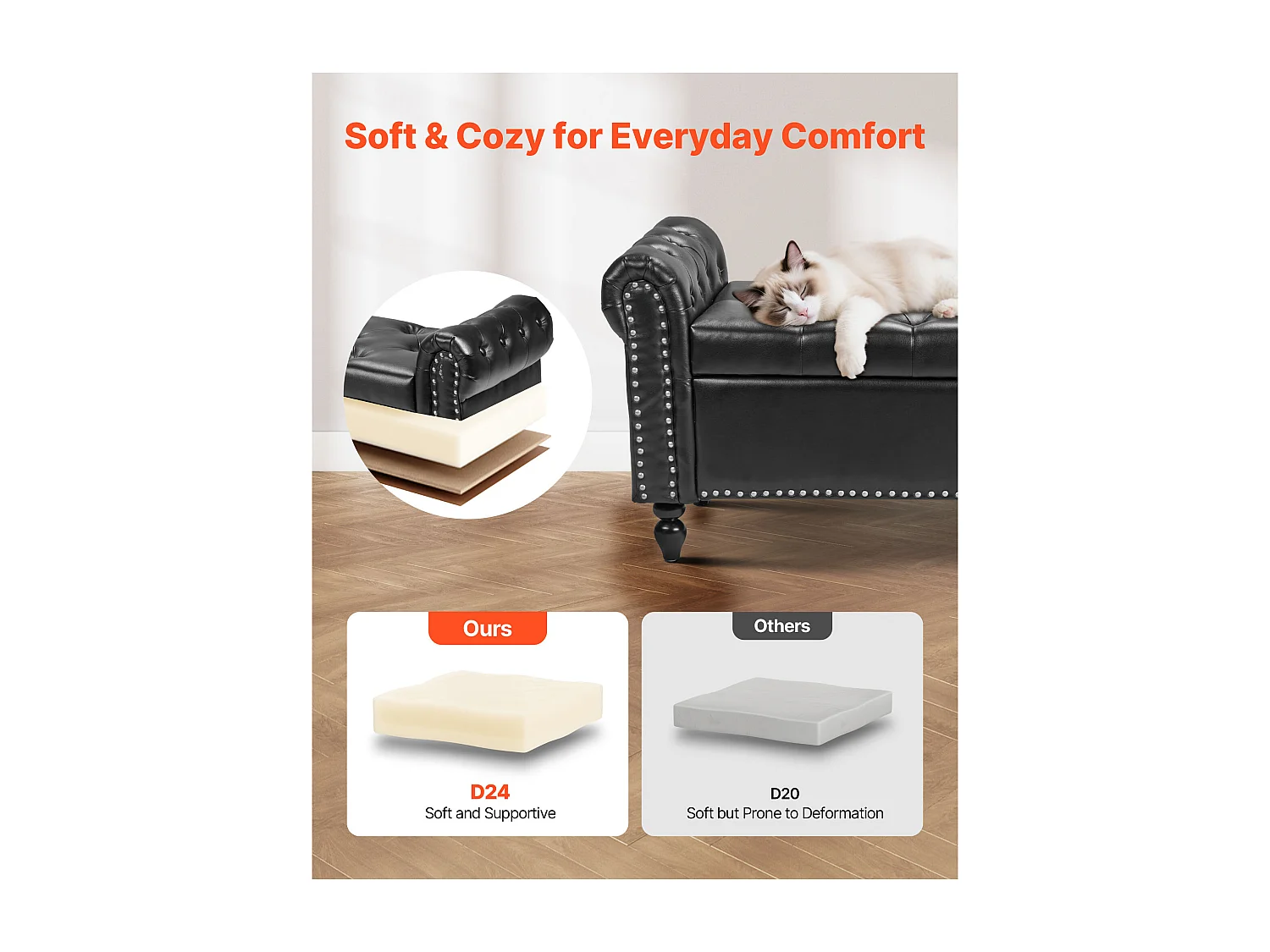 Banco de Cabecera Succebuy Banco de Almacenamiento de Cuero Sintético de 166 cm, a Pie de Cama con Espacio de Almacenamiento, Reposabrazos y Patas de Madera, Negro