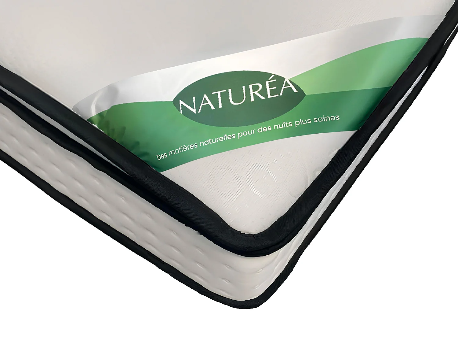 Ensemble 140 x 190 cm sommier coffre naturel clair + matelas ressorts ensachés 7 zones surmatelas intégré et coutil bambou ép.26cm - MIREZA de NATUREA