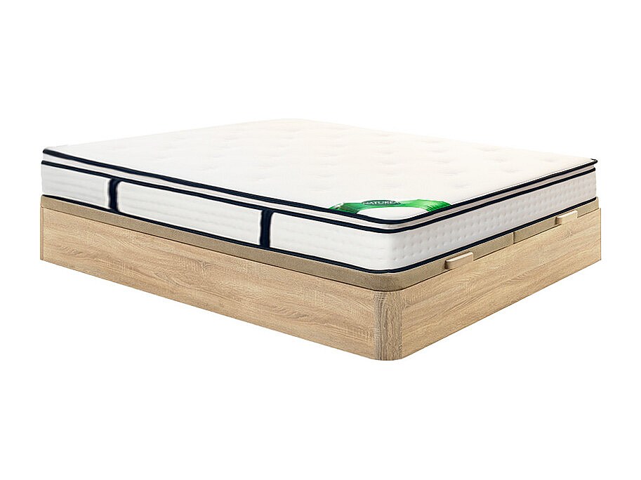 Bett-Set 180 x 200 cm, Bettkasten natur hell + 7-Zonen-Taschenfederkernmatr günstig online kaufen