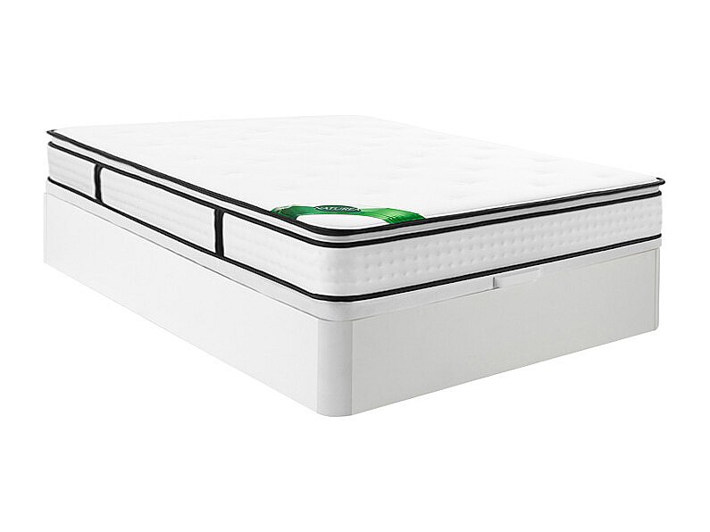 Bett-Set 160 x 200 cm, Bettkasten weiß + 7-Zonen-Taschenfederkernmatratze m günstig online kaufen