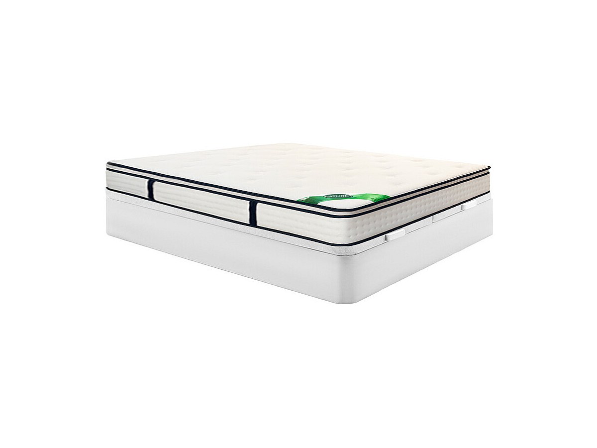 Bett-Set 180 x 200 cm, Bettkasten weiß + 7-Zonen-Taschenfederkernmatratze m günstig online kaufen