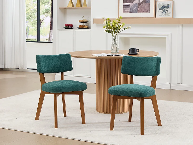 Set van 2 houten stoelen - kaki kussen - elegant en comfortabel - perfect voor eetkamer of keuken