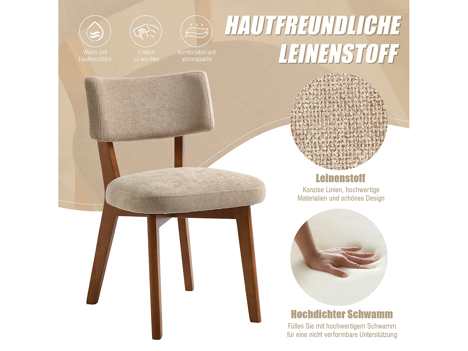 Set van 2 houten stoelen - inclusief kussen - elegant en comfortabel - perfect voor eetkamer of keuken
