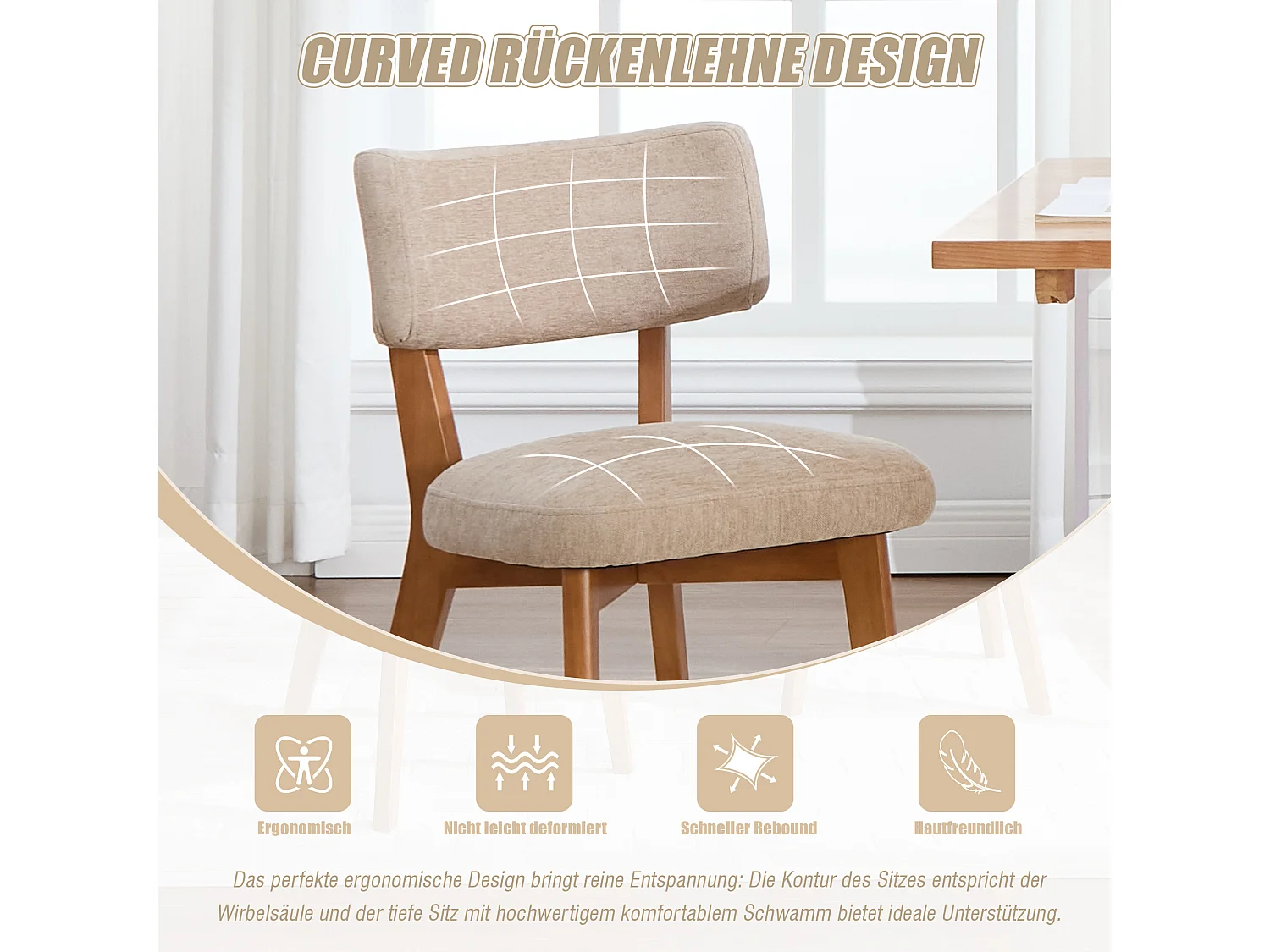 Set van 2 houten stoelen - inclusief kussen - elegant en comfortabel - perfect voor eetkamer of keuken