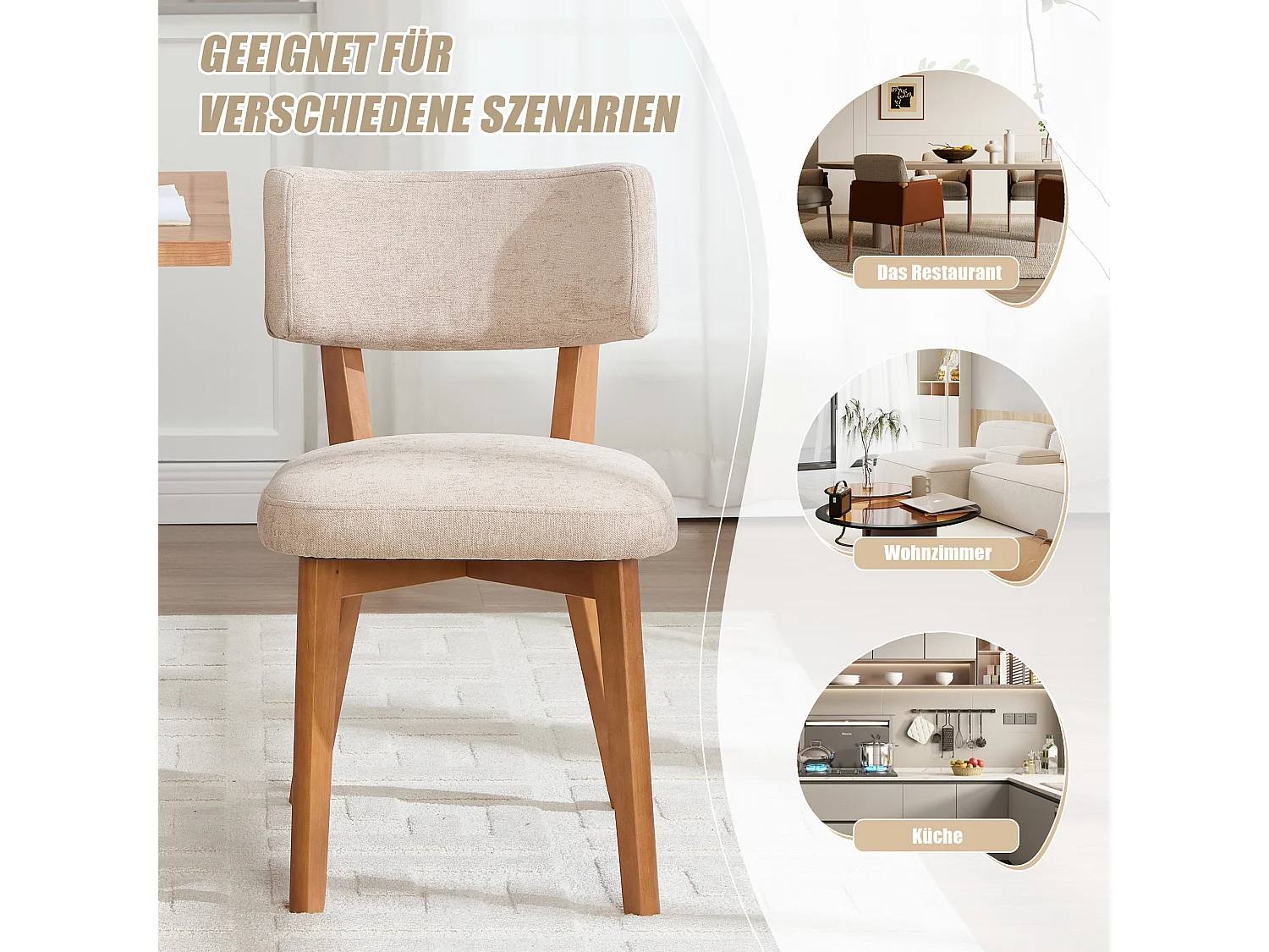 Set van 2 houten stoelen - inclusief kussen - elegant en comfortabel - perfect voor eetkamer of keuken
