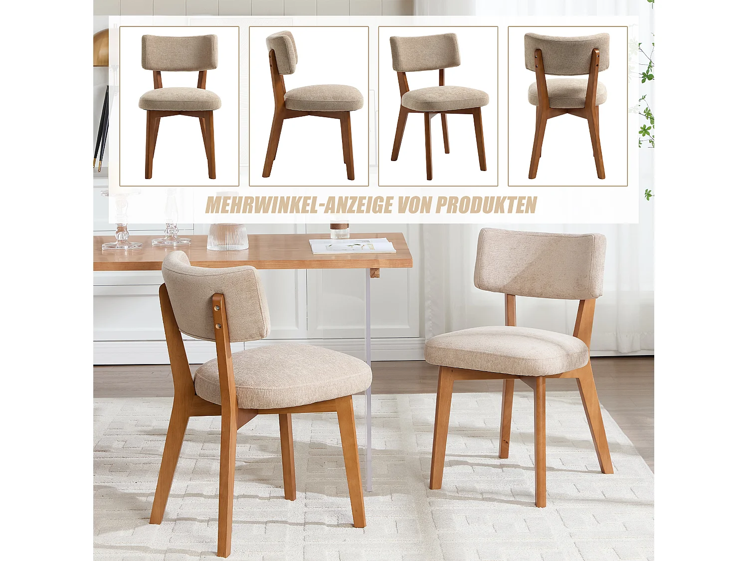 Set van 2 houten stoelen - inclusief kussen - elegant en comfortabel - perfect voor eetkamer of keuken