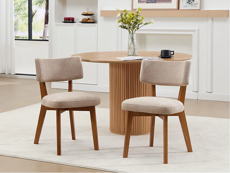 Lot de 2 chaises en bois - coussin kaki - élégantes et confortables - parfaites pour salle à manger ou cuisine