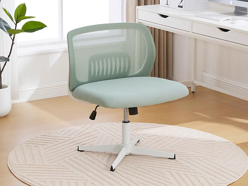 Draaistoel — in hoogte verstelbaar — ademend grijs gaas — ergonomische rugleuning