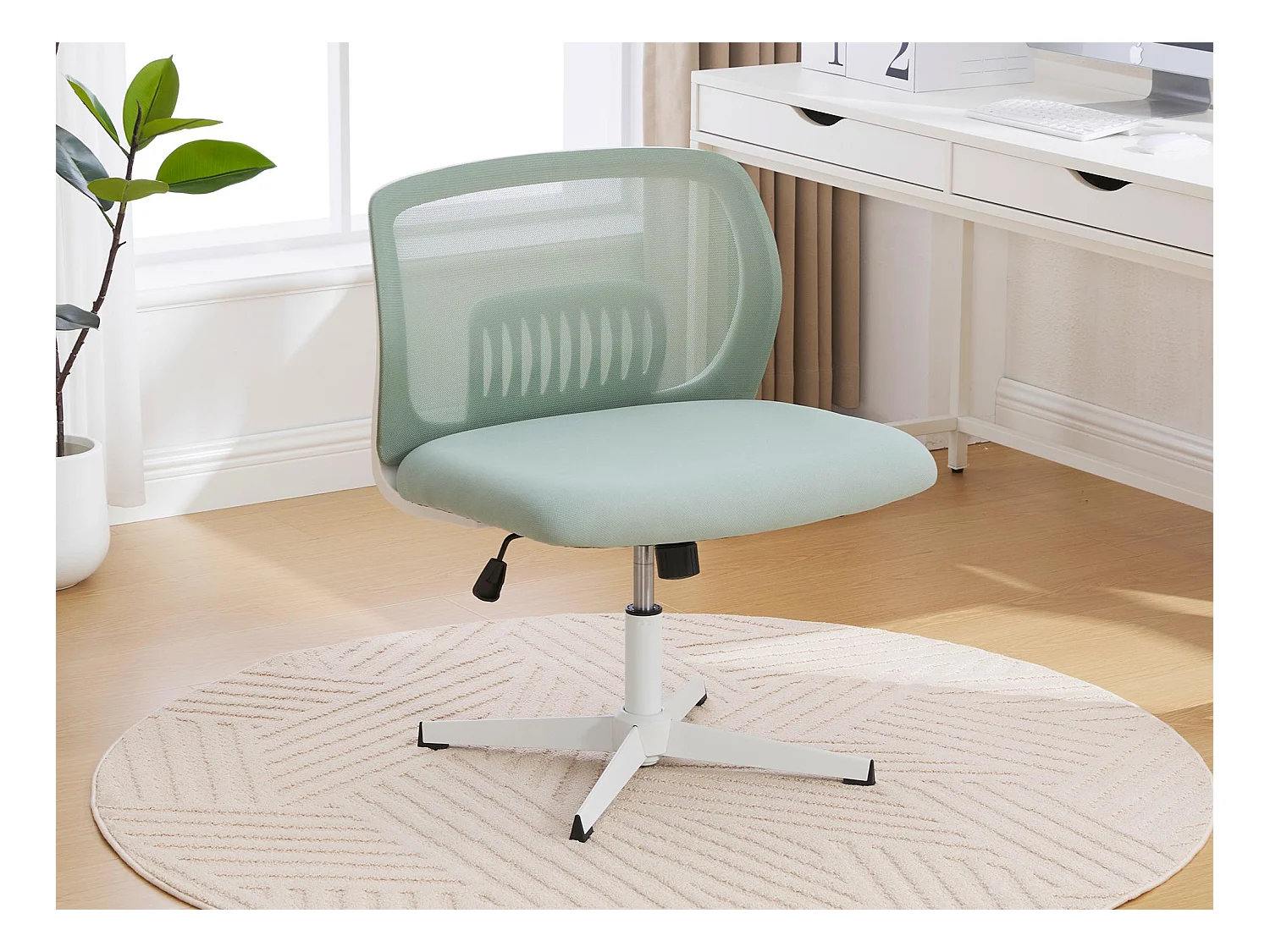Fauteuil pivotant — réglable en hauteur — mesh gris respirant — dossier ergonomique