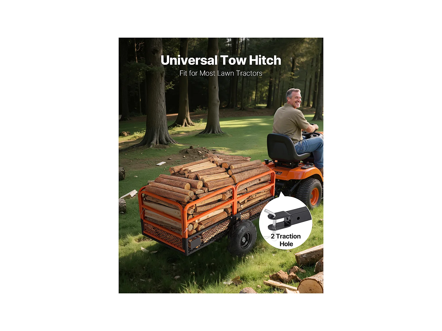 Kippanhänger SucceBuy, 623 L, Stahlanhänger für Rasentraktor und Garten, Tragfähigkeit 725,75 kg, Ausgestattet mit 40,64 cm Reifen