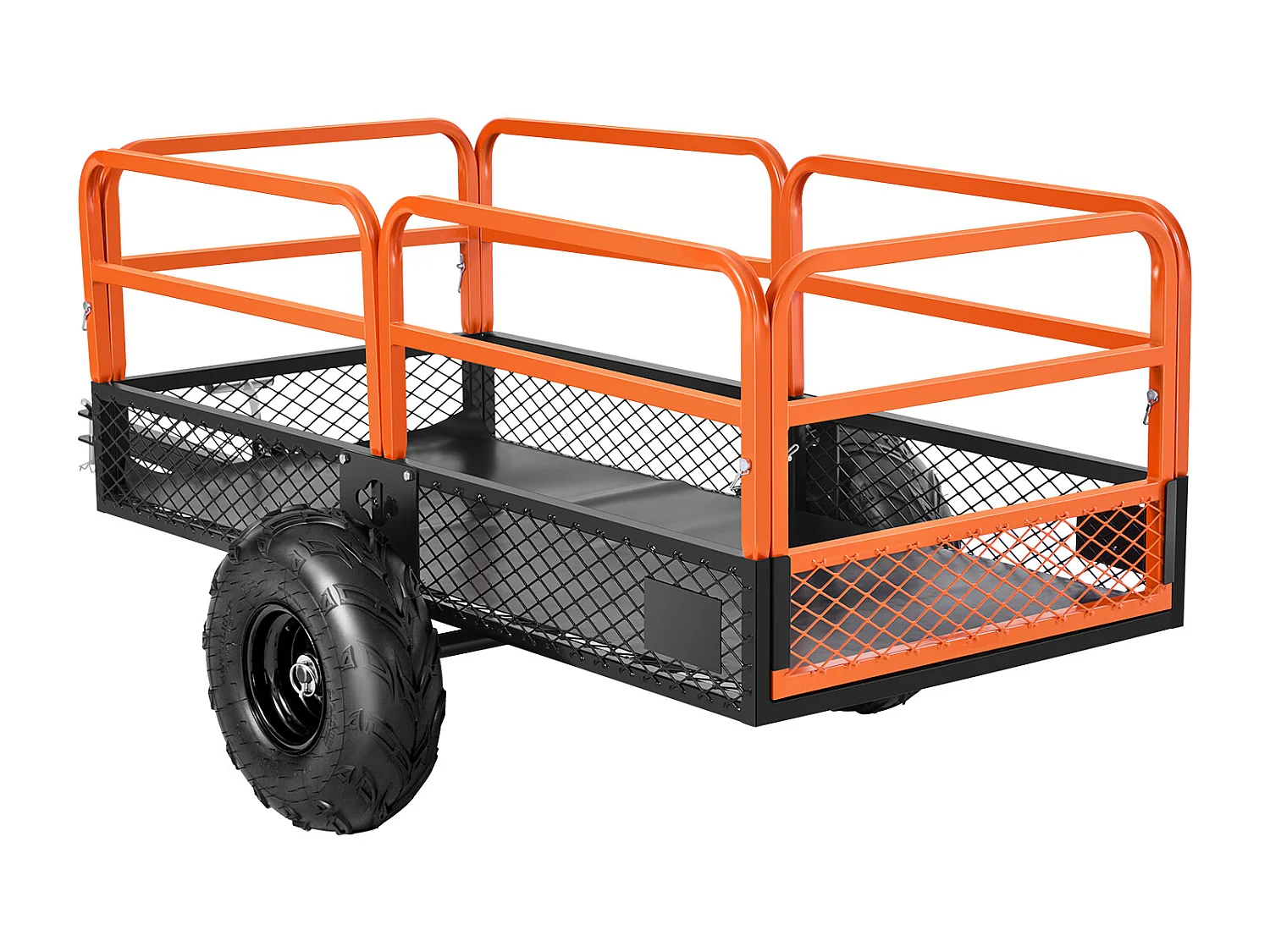 Remorque à Benne Basculante SucceBuy, 623 L, Remorque en Acier pour Tracteur Tondeuse et Jardin, Capacité de Charge 725,75 kg, Équipée de Pneus de 40,64 cm