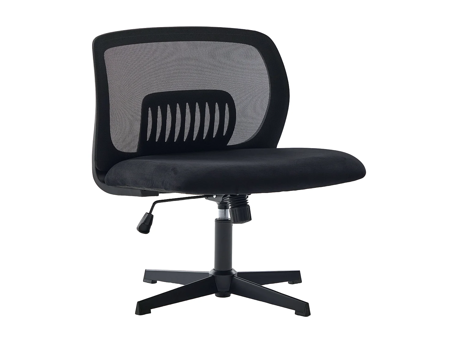 Fauteuil pivotant — réglable en hauteur — avec assise en velours noir — dossier ergonomique