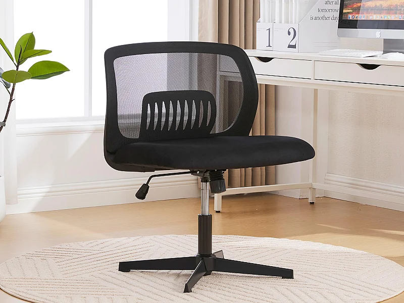 Fauteuil pivotant — réglable en hauteur — avec assise en velours noir — dossier ergonomique